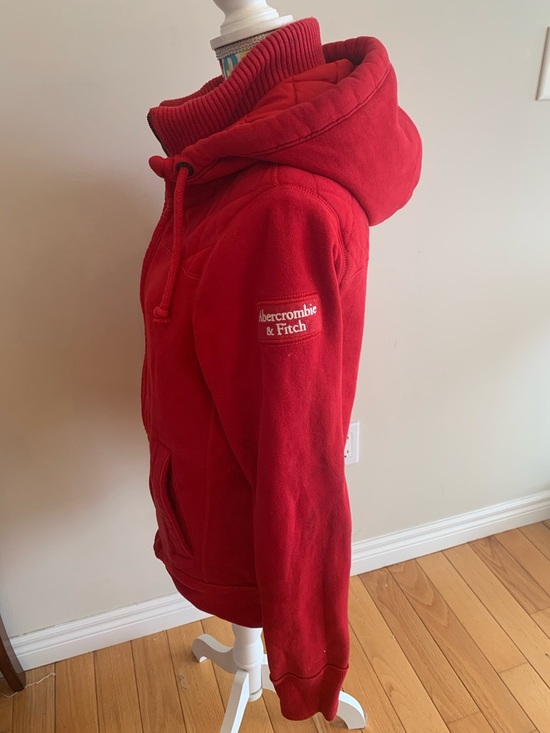 Abercrombie & Fitch Tops - Abercrombie & Fitch Red Quilted Double Zipper Hoodie/Jacket
